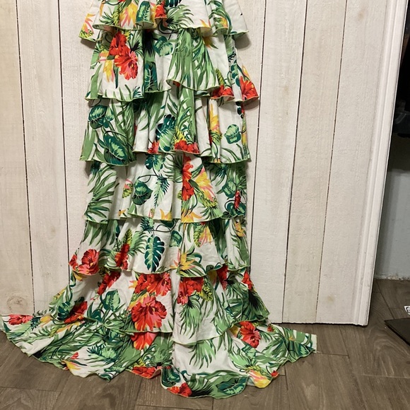 Lilys kloset Tropical Ruffle pleated top Maxi Dress by lillyskloset.net size S - Picture 5 of 11